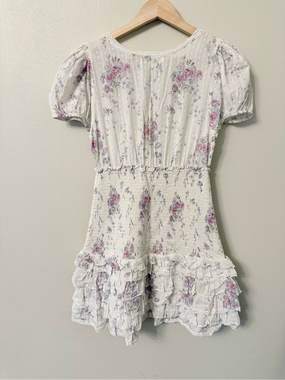 LoveShackFancy Radia Floral Smocked Ruffle Mini Dress Size M - Picture 8 of 10